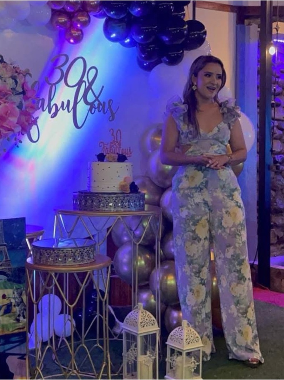 Lilac Floral Ruffle Sleeve Jumpsuit - Picture 2 of 5